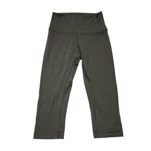 Lululemon Womens Olive Green Crop Leggings Size 6‎ High Waist Stretch Activewear